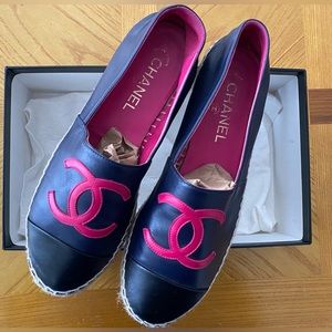 CHANEL 22A ESPADRILLES NAVY BLUE| FUSCHIA SZ 40
